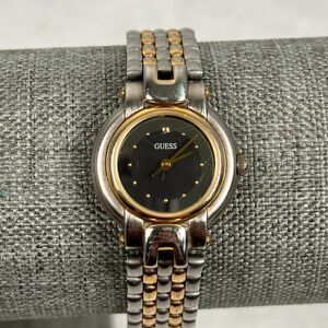VTG Guess Watch Womens 24mm Round Black Dial Two Tone 6.25" Quartz New Battery
